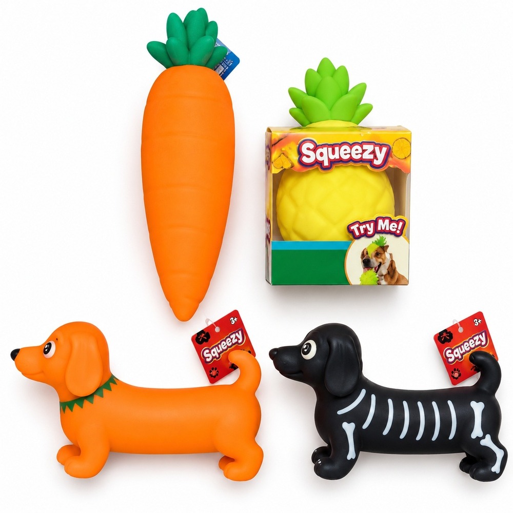 Squeeezy Sensory Toy Bundle Skeleton Pumpkin Dogs, Carrot, Pineapple Squishy